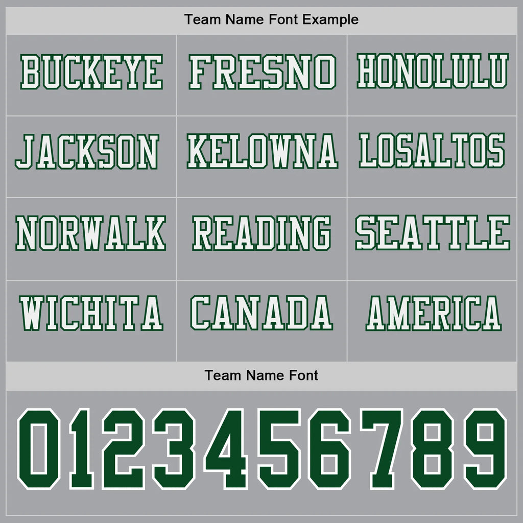Custom Gray Green-White Long Sleeve Authentic Football Jersey image 3
