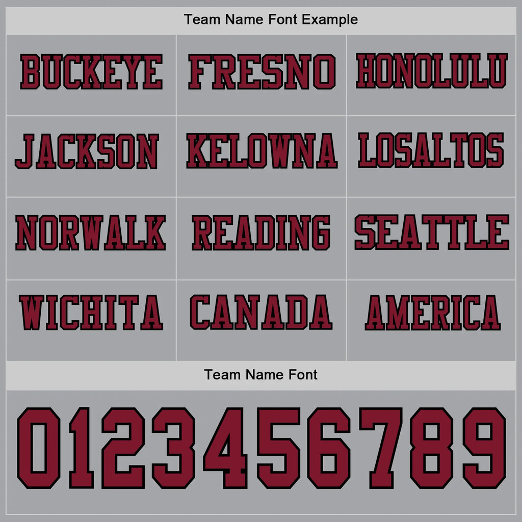 Custom Gray Crimson-Black Long Sleeve Authentic Football Jersey image 3