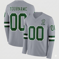 Custom Gray Green-White Long Sleeve Authentic Football Jersey image 0