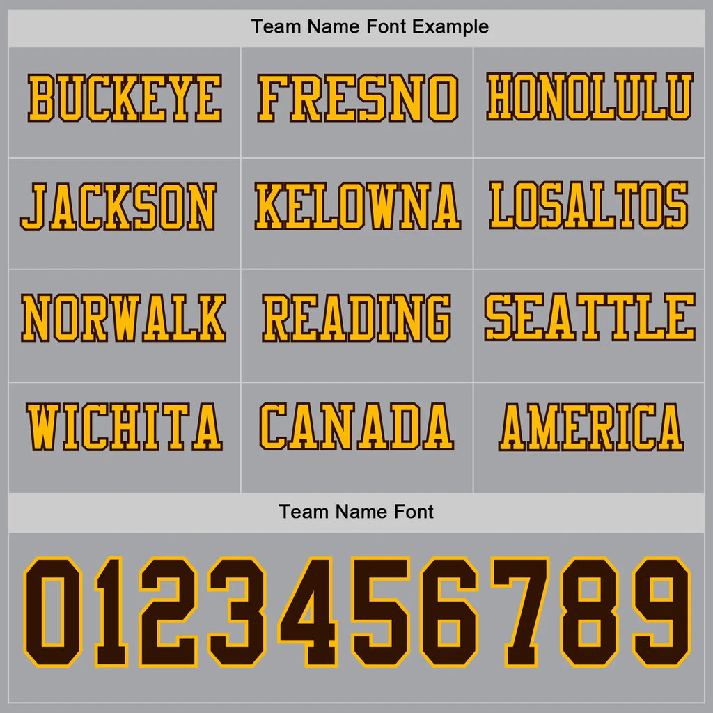 Custom Gray Brown-Gold Long Sleeve Authentic Football Jersey image 3