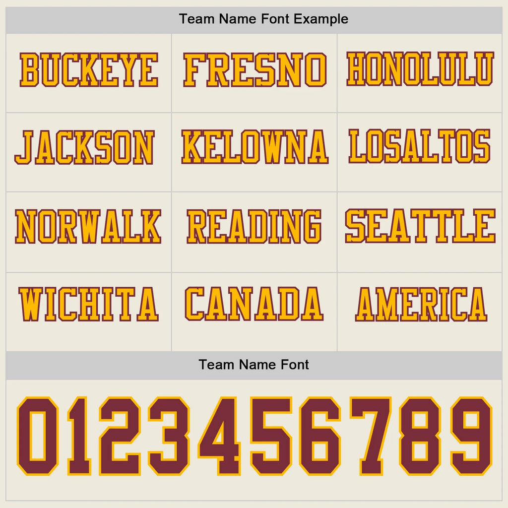 Custom Cream Burgundy-Gold Long Sleeve Authentic Football Jersey image 3