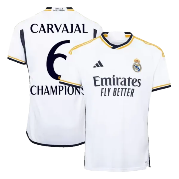 CARVAJAL #6 CHAMPIONS Real Madrid Home Soccer Jersey 2023/24
