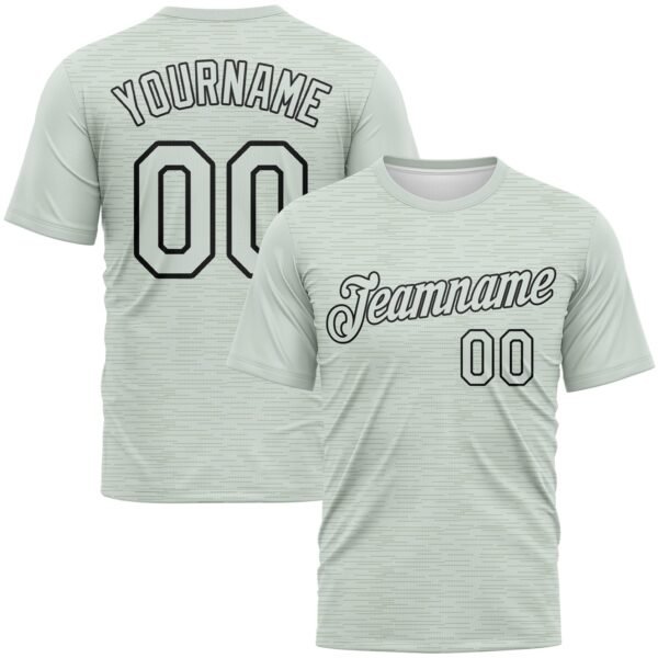 Custom Pea Green-Black Subtle Lineal Performance T-Shirt