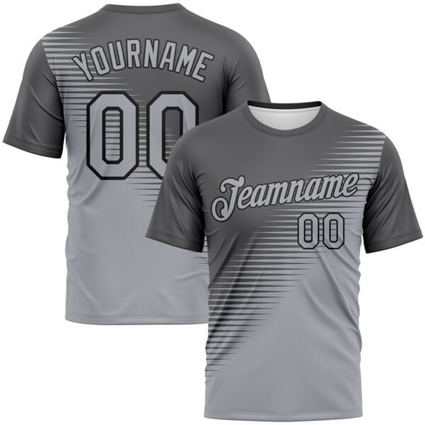 Custom Steel Gray Gray-Black Diagonal Color Block Classic Performance T-Shirt